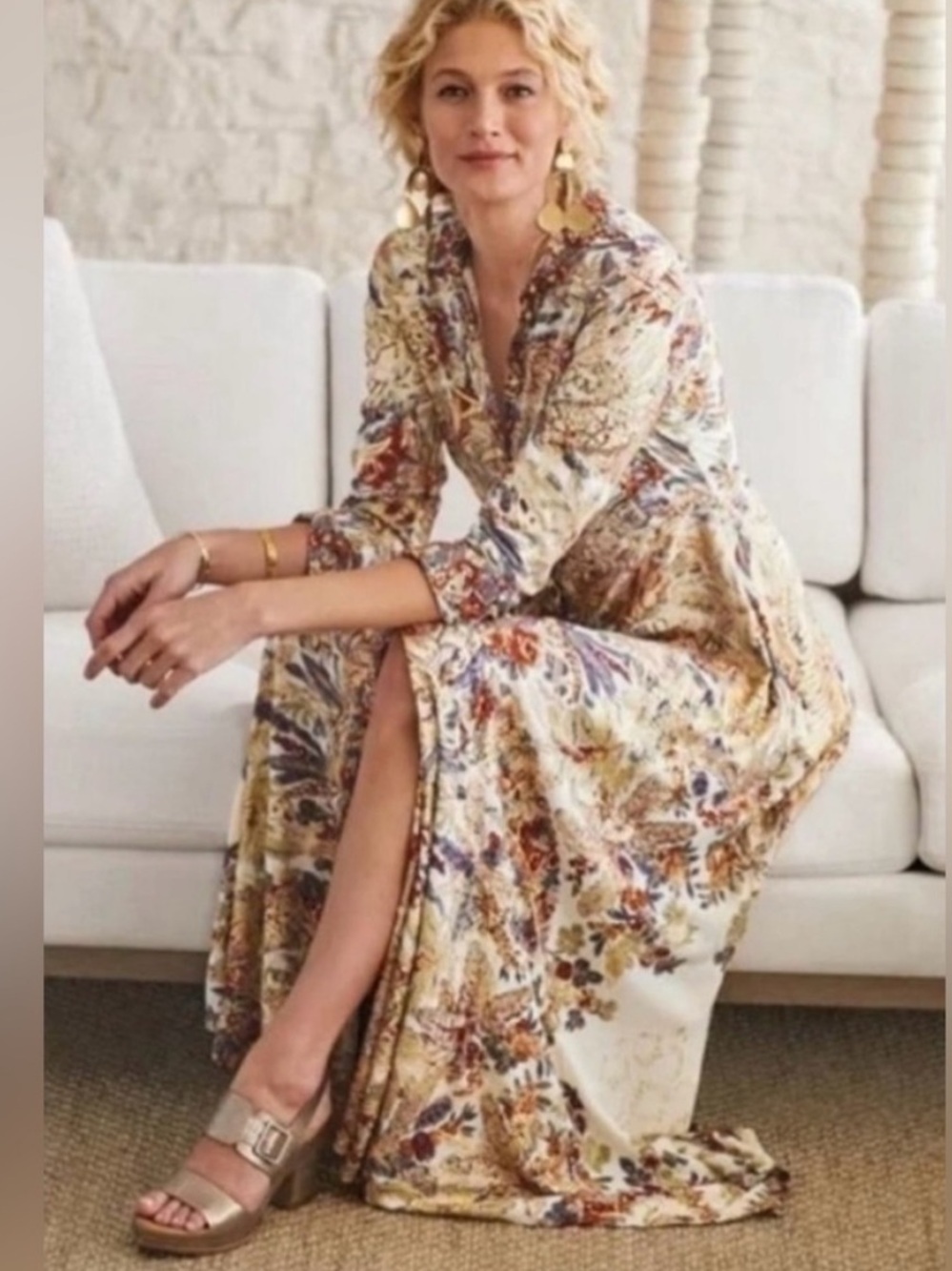 Soft Surroundings Mekness Floral Print Shirt Dress Sz S PETITE